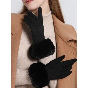 Fur Cuff Suede Gloves